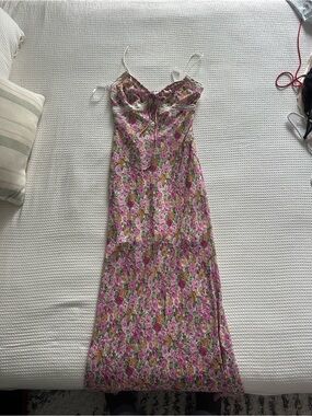 Princess Polly Floral Pink Spaghetti-Strap Maxi Dress